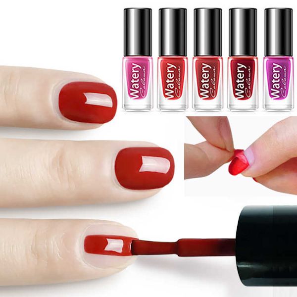 

5 bottles of boxed color water-based peelable nail polish set evenly colored colorful nail oil