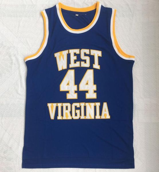 

ncaa west virginia mountaineers #44 jerry west college jerseys retro high school basketball blue stitched vintage jersey s-3xl, Black;red