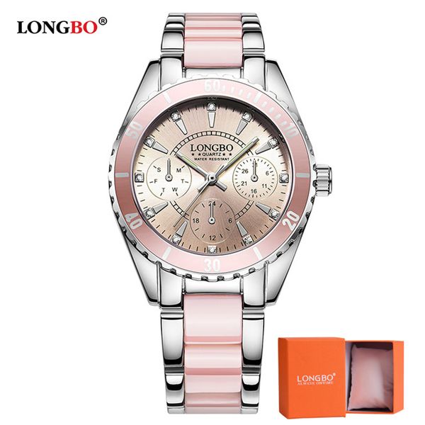 

2018 longbo brand fashion watch women luxury ceramic and alloy bracelet analog wristwatch relogio feminino montre relogio clock y18102310, Slivery;brown