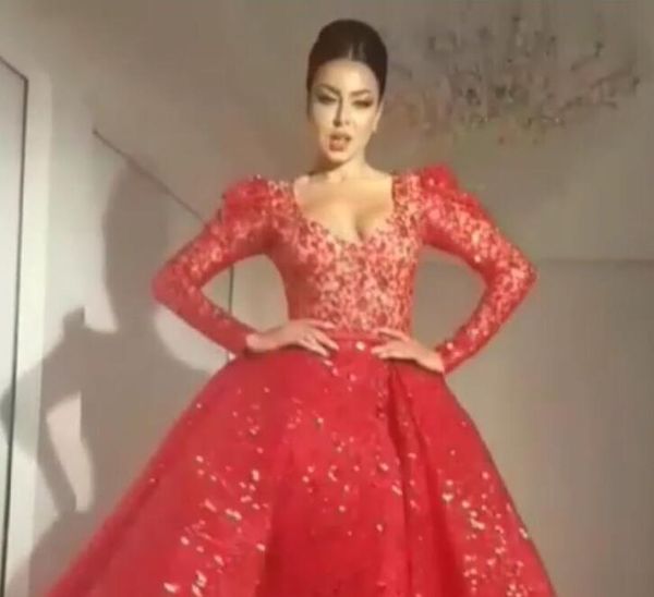 

evening dress yousef aljasmi kim kardashian long sleeve applique scoop neck ball gown almoda gianninaazar zuhlair murad ziadnakad, Black;pink