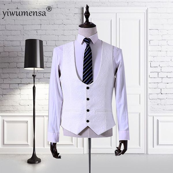 

yiwumensa printed waistcoat men white vest men custom made england style homens blazer gilet homme costume vests suit social, Black;white