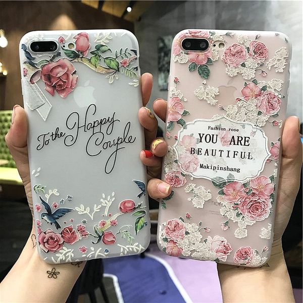 

goddess style tpu soft cover for iphone xs cover relief flower gril phone case full coque for iphone 8 plus case