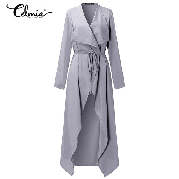 

2018 autumn women trench coat cardigan open stitch belted solid long coat windbreaker fashion thin outwear for women s-3xl, Tan;black