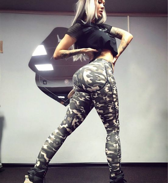 

2018 camouflage printed yoga pants women high waist soft stretchy sports tights running gym fitness leggings for women plus size, White;red
