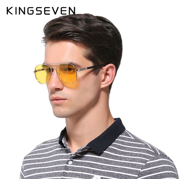 

kingseven men glasses drivers night vision goggles anti-glare sun glasses men polarized driving sunglasses retro gafas de sol, White;black