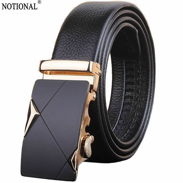 

notional leather belt men male genuine leather automatic buckle fashion designer mens belts luxury black nx2002, Black;brown