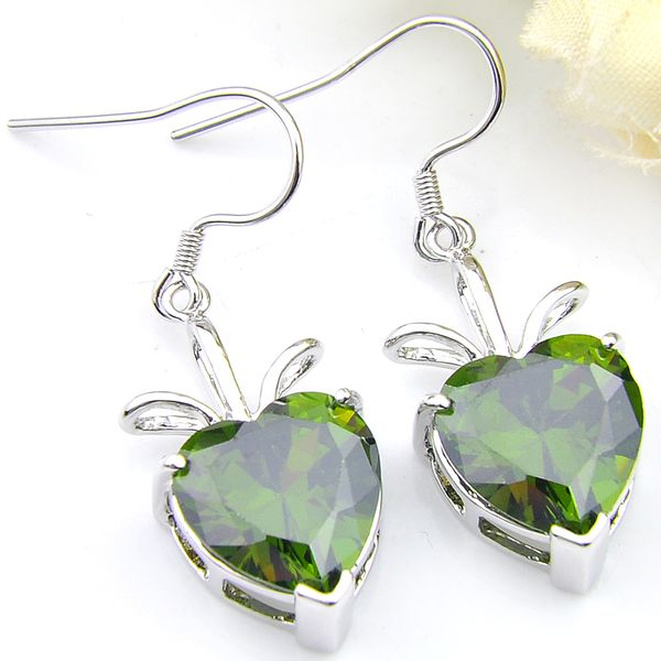 

6 pairs luckyshine women earring jewelry heart crystal zircon gems earrings plated silver dangle earrings jewelry new