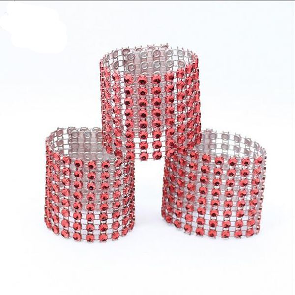 

20pcs/lot plastic rhinestone wrap red napkin ring new napkin rings chair buckle l wedding supplies home talbe decoration