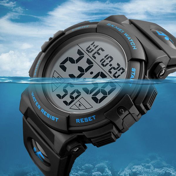 

sports watches men outdoor fashion led digital watch multifunction 50m waterproof wristwatches man relogio masculino skmei 2018, Slivery;brown