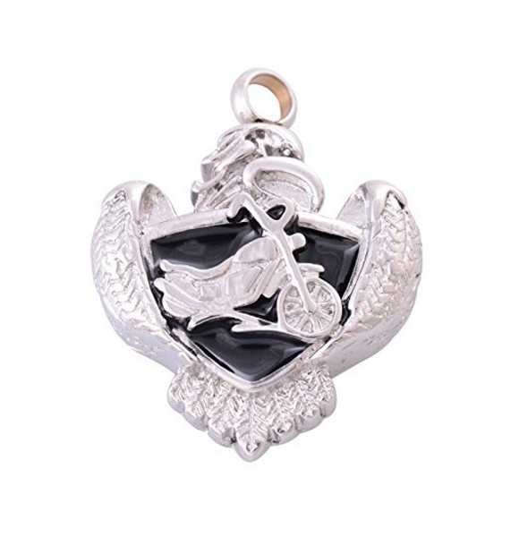 

fashion jewelry necklace stainless steel can open heart-shaped motorcycle cremation jewelry bottle ashes pendant souvenir necklace, Silver