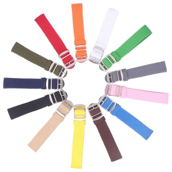 

10pcs wholesale 14mm 16mm 18mm 20mm 22mm solid color perlon woven nylon watchbands bracelet fabric woven watch strap band buckle, Black;brown