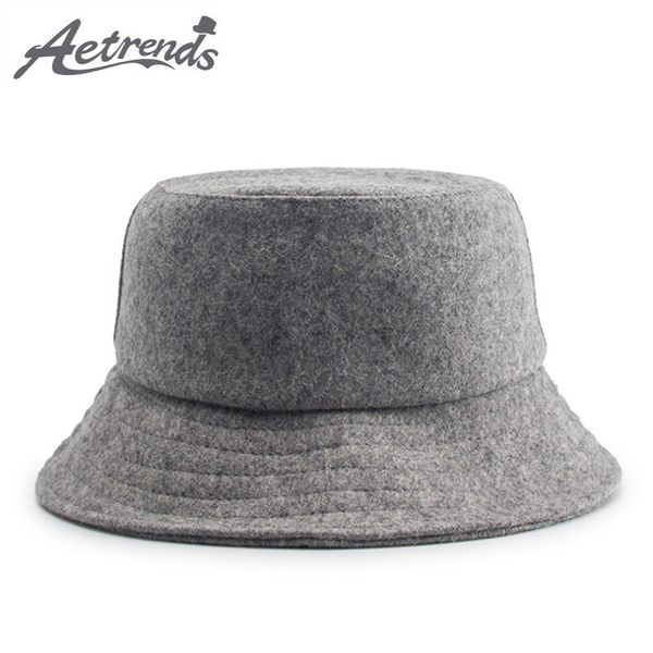 

[aetrends]2018 winter wool cap bucket hat women men hip hop hats wool fisherman hat mens panama chapeau japanese flat cap z-6587 d18110601, Blue;gray