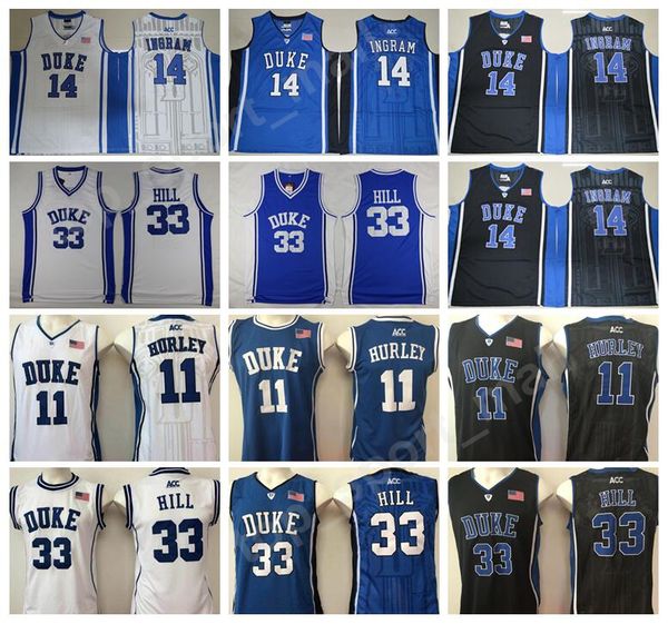

колледж duke jerseys blue devils баскетбол брэндон ингрэм 14 бобби херли 11 университет грант хилл джерси 33 униформа синяя команда черный б, Black