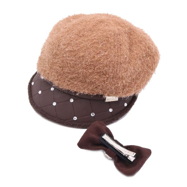 

winter women beret hats vintage acrylic thick ladies hat with cute bow-knot detachable casual female male caps 2018 new arrival, Blue;gray