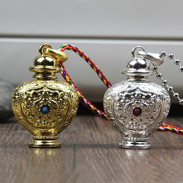 Jóias vintage Lição Budismo Tibetano Openable Pingente Colares Pet Urn Memorial Lembrança Cremação Lembrança Titular Budista Caso