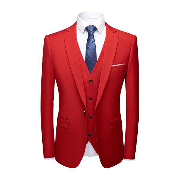 

jacket+vest+pants) men fashion causal classic business work suits men's slim fit wedding suit full dress men 20 colors, White;black