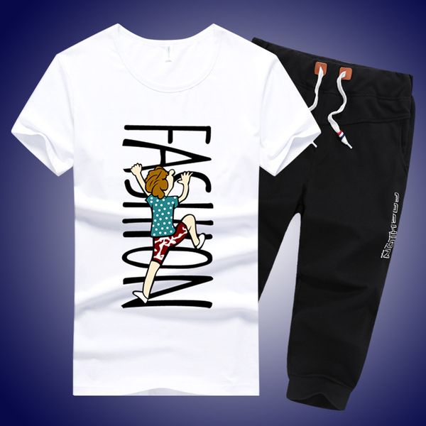 

nice vogue sportswear suit youth t shirt loose large size men half-sleeved clothes student pants, Gray