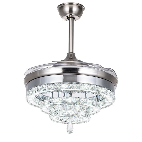 2019 Led Crystal Chandelier Fan Lights Invisible Fan Crystal Lights Living Room Bedroom Restaurant Modern Ceiling Fan 42 Inch With Remote Control From