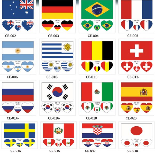 

country flag tattoo sticker waterproof national flag banners soccer match soccer fans face wrist body stickers 32 teams hh7-975