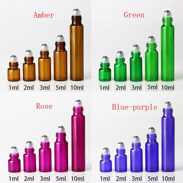 

1ml 2ml 3ml 5ml 10ml blue green rose refillable boles glass roll on bole roll on empty perfume boles essential oils z0c