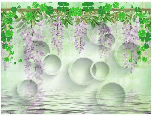 

custom 3d p wall paper original wisteria warm romantic tv background wall decoration painting extension personality wall mural wallpaper
