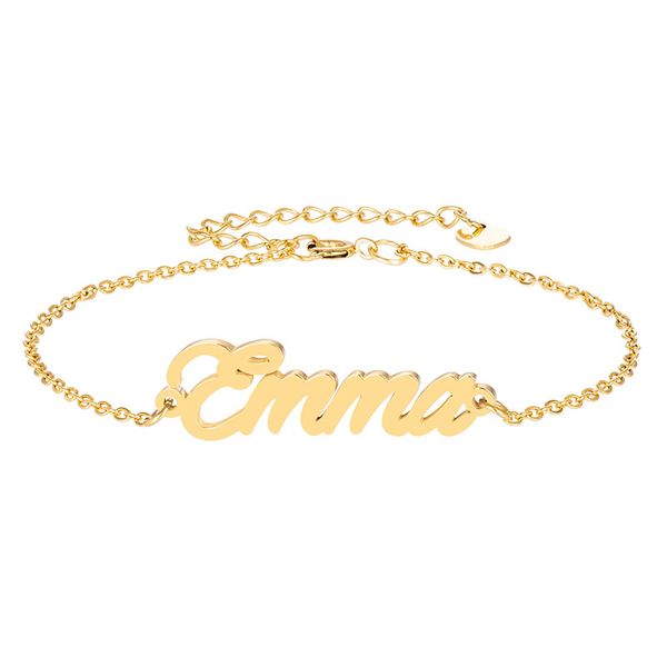 

18k gold plated stainless steel letter name " emma " charm bracelets for women girl friend personalized christmas gift, Golden;silver