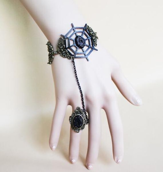 

new european and american fashion style black vintage lace spider web bracelet fashion classic delicate elegance, Golden;silver