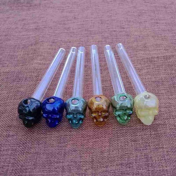 Tubi per fumatori in vetro da 5 pollici Tubi per cucchiai in vetro colorati a tubo dritto Mini Skull Pyrex Tubi per bruciatori a olio Strumento per fumatori SW22