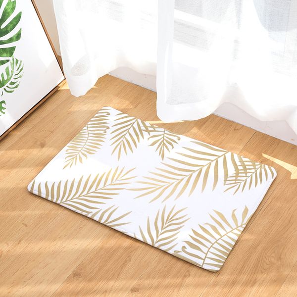 

comwarm plants anti-slip floor rugs golden leaves flowers flannel comfortable welcome entrance door mat for kitchen bedroom