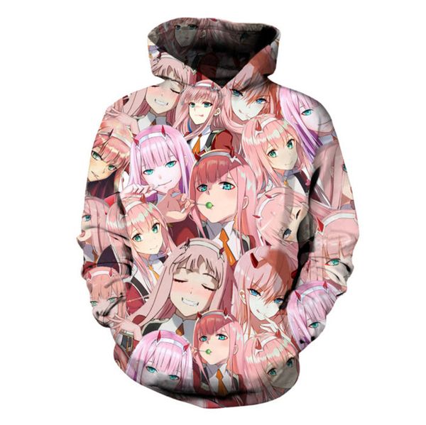 

almosun darling in the frankxx anime collage 3d all over printed hoodies pocket sweatshirt hipster street wear men women us size, Black