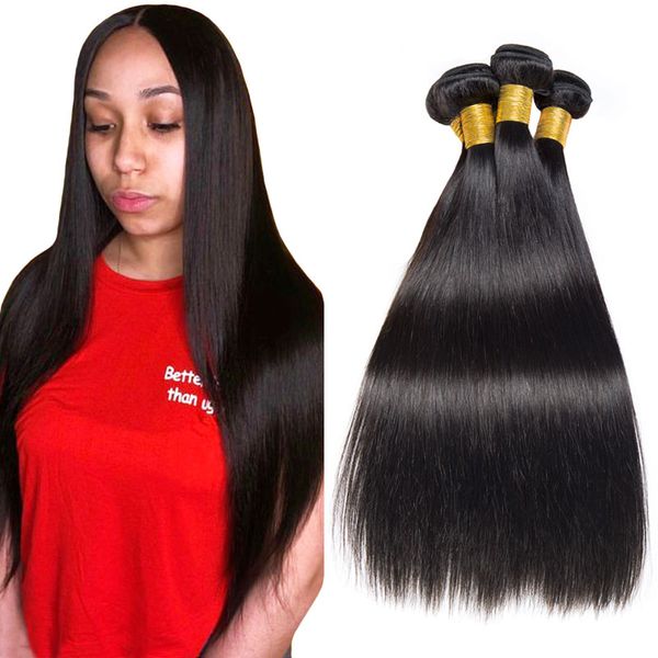 Cheap Straight Hair Weave 3 Bundles 18 20 22 Inch Natural Black 7a