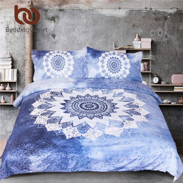 Beddingoutlet Vintage Cobalt Blue Mandala Bedding Set Duvet Cover
