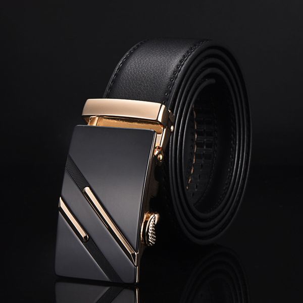 

famous belt men genuine leather belts for men strap male metal automatic buckle185o, Black;brown