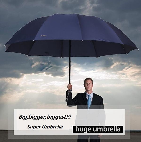 

super big 152cm business umbrella men rain windproof uv large paraguas male women sun 3 folding outdoor parapluie