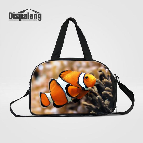 

canvas travel bags carry on luggage duffle bag for teenage girls boys cute amphiprion nigripes travel shoulder bags for children weekend bag