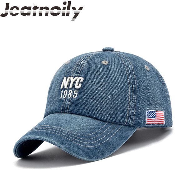 

2018 new trend letter nyc women denim baseball cap adjustable cotton cowboy snapback caps hip hop hats men bone autumn jeans hat, Blue;gray