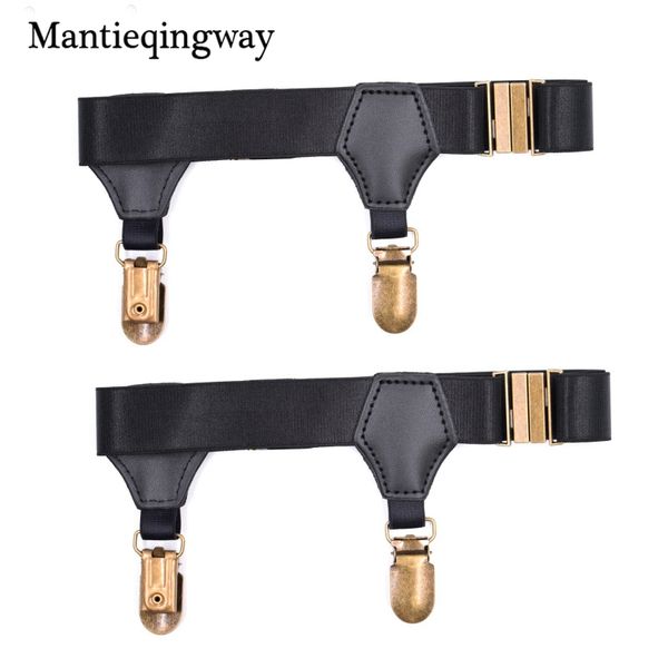 

mantieqingway mens nylon socks stay holder for women shirt suspender crease-resistance leg socks garters adjustabel belts, Black;white