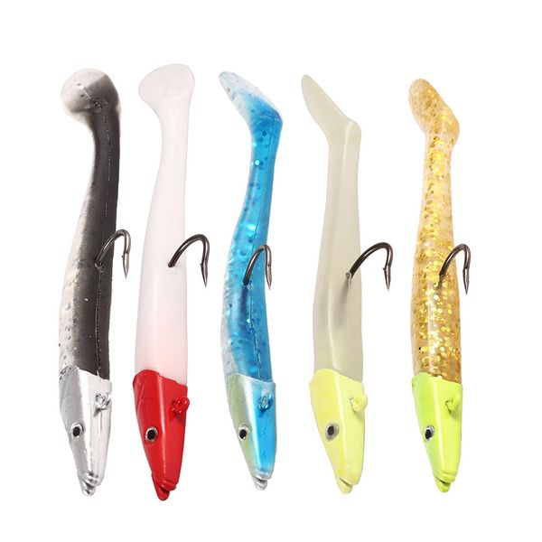 

5pcs lead head single hook bait pvc artificial soft fishing lure soft minnow fishing lure 19g 11cm only
