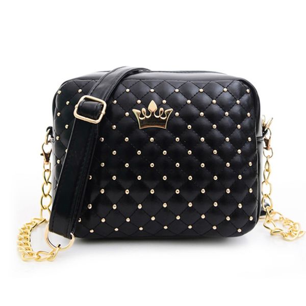 

2017 women bag fashion handbag with crown mini rivet shoulder bag women messenger