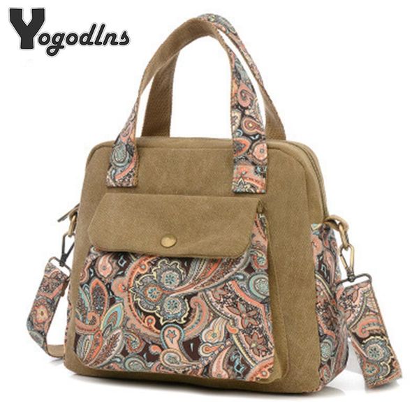 

new vintage women handbag ethnic style print flower canvas large tote fashion shoulder bag women messenger bag d18101303