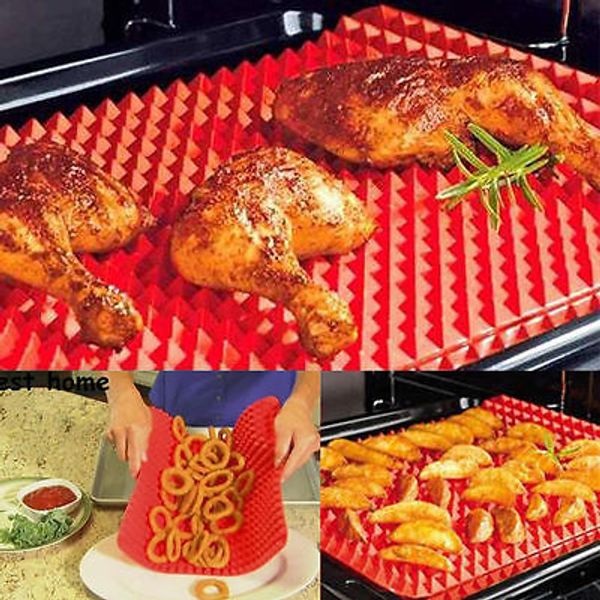 

pyramid pan non stick fat reducing silicone cooking mat oven baking tray sheet