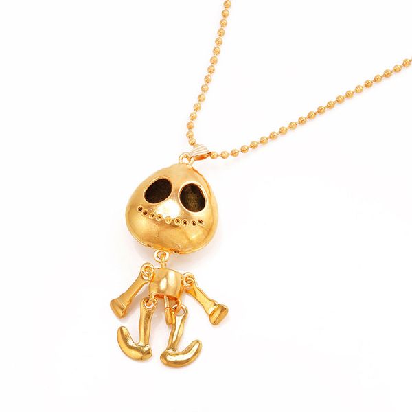 

fashion alien charm beads chain necklace for women girls gold punk skull necklaces nightmare before christmas jewelry gifts, Silver