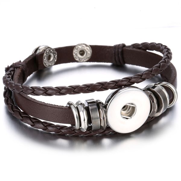 

Горячие продажи Noosa Snap Button браслеты многослойные кожа Noosa кусок кожи Snap браслет Fit 18 мм Snap Button ювелирные изделия Оптовая браслеты