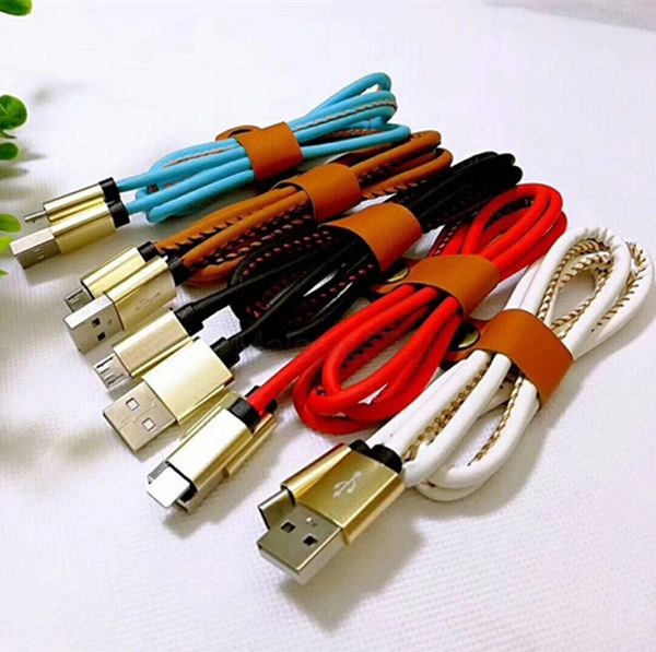 

leather cables microusb rope cables 1m microusb 3ft charge/data sync usb cable