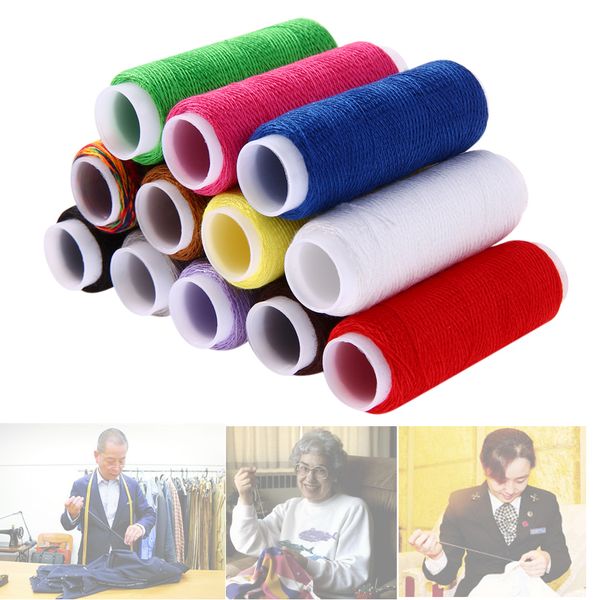 

12pcs spools polyester colors polyester sewing new mixed threads all purpose cones set for hand machines, Black;white