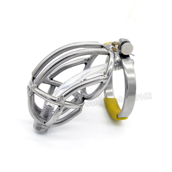 Dispositivi di castità Cintura di castità maschile in acciaio inossidabile Blocco Bend The Cage Lucchetto tubo T#76