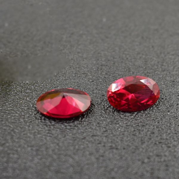 

ruby color stone 9 sizes 3*4-7*10mm oval machine cut cubic zirconia synthetic red corundum loose gemstones for jewelry making 200pcs/lot, Black