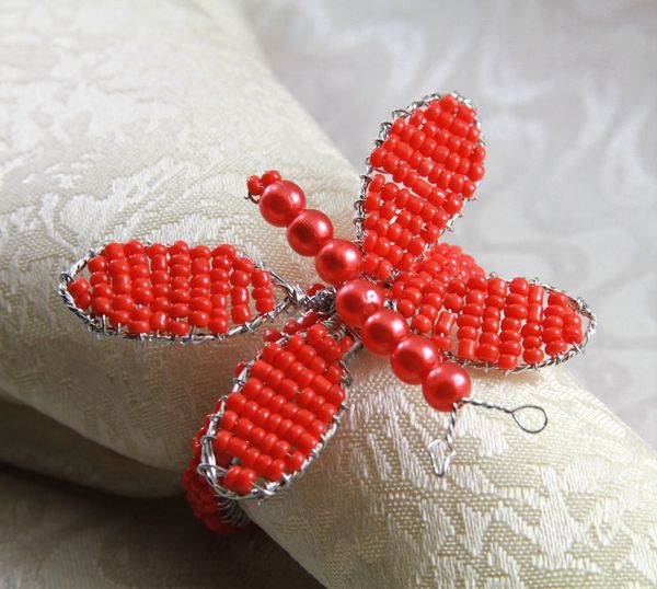 

christmas butterfly napkin rings 12 pcs, beades napkin ring, wedding decoration holder 12 pcs