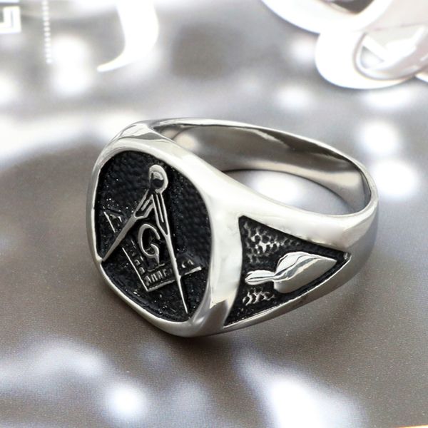 

whole sale316l stainless steel white masonic ring for men, master masonic signet ring, mason ring ethnic cool punk rock jewelry male, Golden;silver