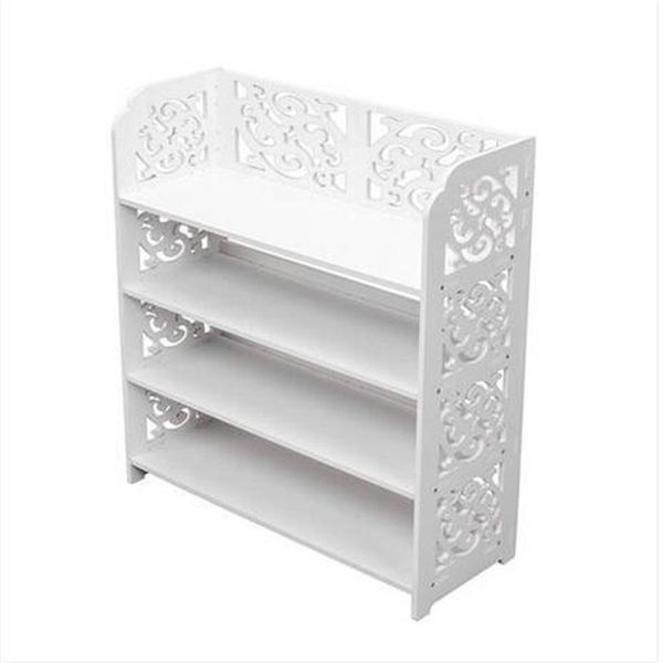 

wholeslaes wood-plastic board four tiers carved shoe rack white b storage holders & racks home storage & organization